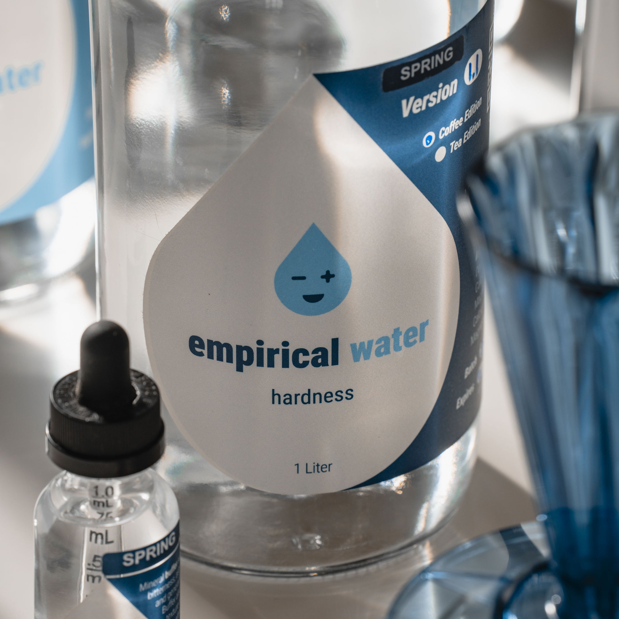 close up of concentrate set of the best water for coffee